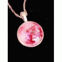 Glass Memorial Ashes Silver Round Necklace Pink