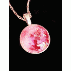 Glass Memorial Ashes Silver Round Necklace Pink