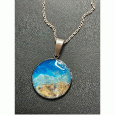 Beach Ashes Round Necklace Resin