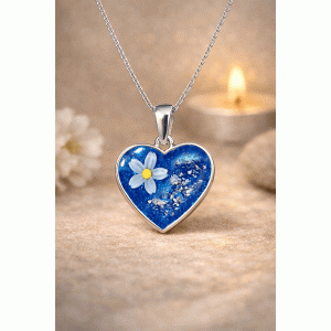 Forget Me Not Heart Necklace Resin Forget Me Not Heart Necklace Resin