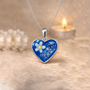 Forget Me Not Heart Necklace Resin