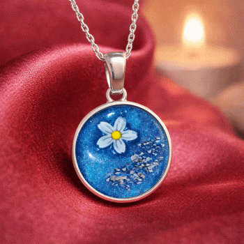 Forget Me Not Ashes Round Necklace Resin Forget Me Not Ashes Round Necklace Resin