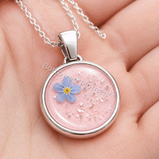 Forget Me Not Ashes Round Necklace Resin