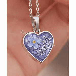 Forget Me Not Heart Necklace Resin