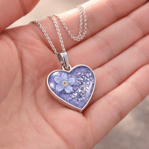 Forget Me Not Heart Necklace Resin