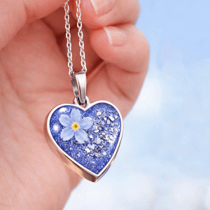 Forget Me Not Heart Necklace Resin