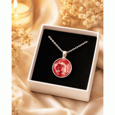 Round Ash in Glass Necklace Red Round Ash in Glass Necklace Red