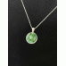 Memorial Ashes in Glass Silver Round Necklace Green