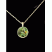 Memorial Ashes in Glass Silver Round Necklace Green