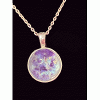 Ashes in Glass Memorial Silver Round Necklace Lilac