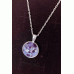 Ashes in Glass Memorial Silver Round Necklace Lilac