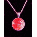 Memorial Ashes in Glass Silver Round Necklace Red