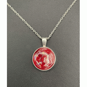 Round Ash in Glass Necklace Red Round Ash in Glass Necklace Red