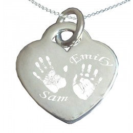 Hand Print Footprint Necklace Two Prints Names