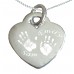 Three Children Silver Engraved Hand Print Footprint Necklace Three Children Silver Engraved Hand Print Footprint Necklace