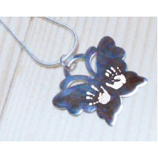Butterfly Hand Print Footprint Necklace Two Prints