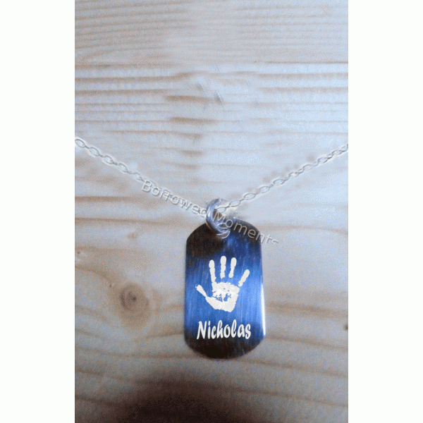 Mini Silver Hand Print Footprint ID Tag Mini Silver Hand Print Footprint ID Tag