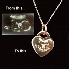 925 Sterling Silver Baby Scan Photo Necklace