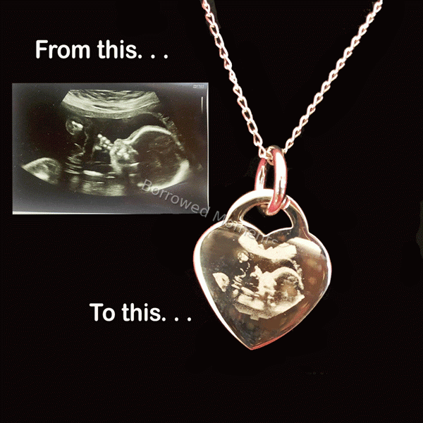 925 Sterling Silver Baby Scan Photo Necklace