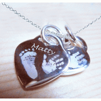 Engraved Silver Double Heart Necklace