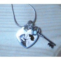 Silver Key to My Heart Engraved Necklace