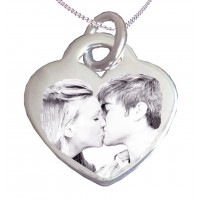 925 Silver Couples Photo Engraved Necklace