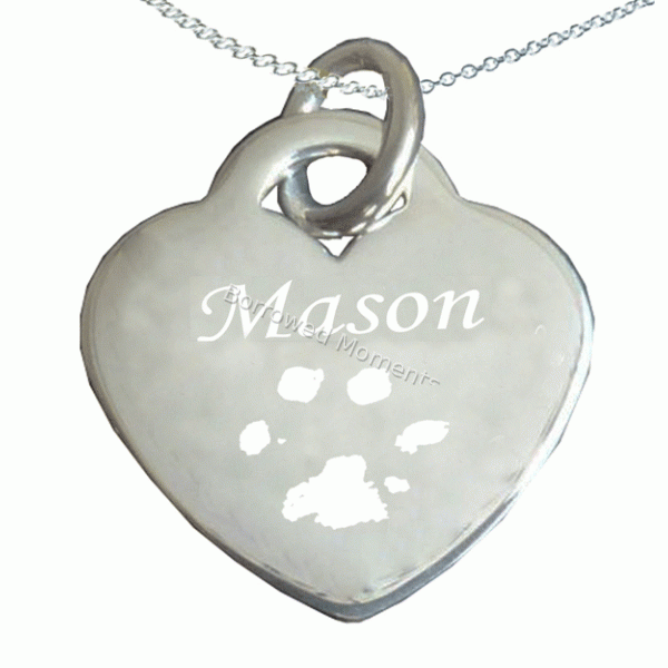 Sterling Silver Paw print Engraved Necklace Sterling Silver Paw print Engraved Necklace