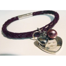 Ladies Tribal Brown Leather Photo Charm Bracelet