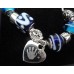 BLUE Ogle Charm Bracelet with Engraved Prints Charm
