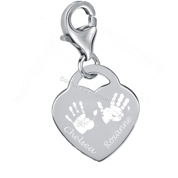 Sterling Silver Hand Print Footprint Clip Charm Sterling Silver Hand Print Footprint Clip Charm
