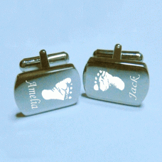 Engraved Footprint Hand Print Cufflinks Engraved Footprint Hand Print Cufflinks
