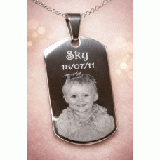 Engraved Photo ID Tag on Chain