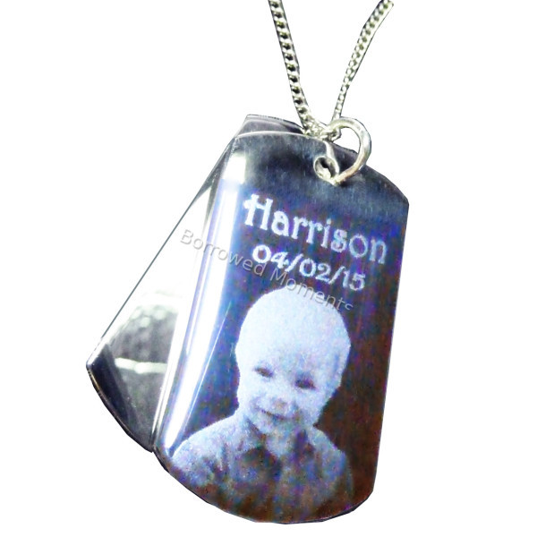 Engraved Photo Double ID Tags on Chain Engraved Photo Double ID Tags on Chain