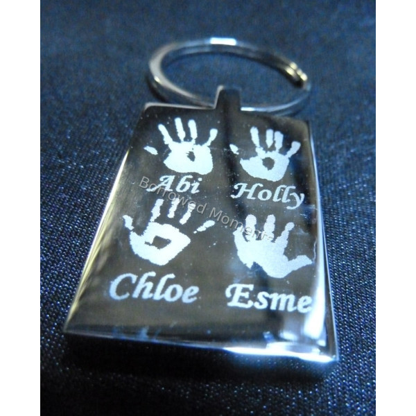 Four Children Hand Print Footprint Key Ring