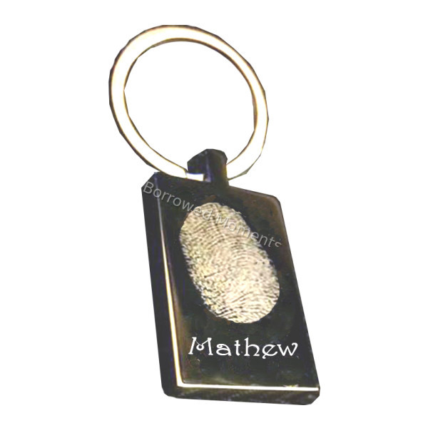 Engraved Rectangle Fingerprint Key Ring Engraved Rectangle Fingerprint Key Ring
