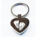 Engraved Hand Print Footprint Key Ring Heart
