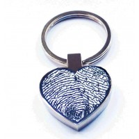 Engraved Fingerprint Key Ring Heart