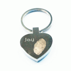 Engraved Fingerprint Key Ring Heart Engraved Fingerprint Key Ring Heart