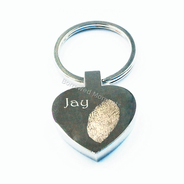 Engraved Fingerprint Key Ring Heart