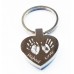 Three Hand Print Footprint Key Ring Heart Three Hand Print Footprint Key Ring Heart