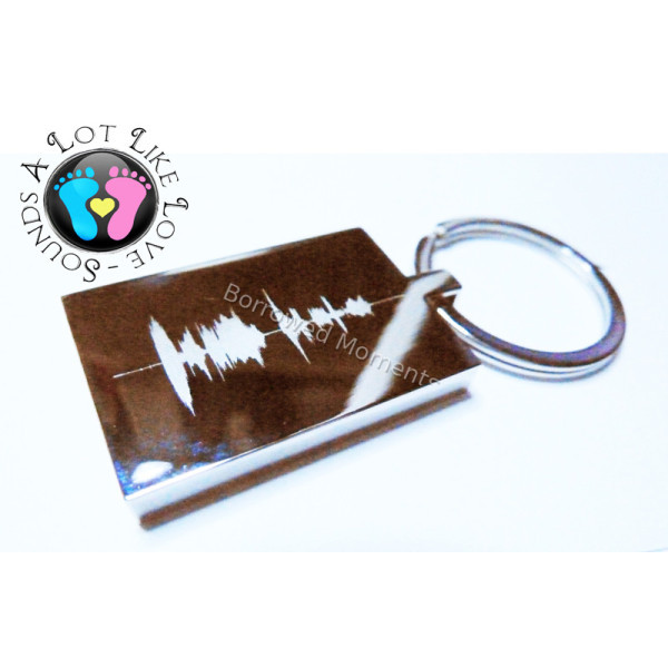 Sound wave Engraved Rectangle Key Ring