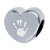 Silver Engraved Pandora Style Hand print Footprint Bead Charm