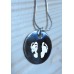 925 Silver Two Prints Necklace Round
