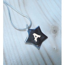 Engraved Initial Silver Star Necklace