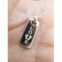 925 Silver Footprint Love Tag Necklace
