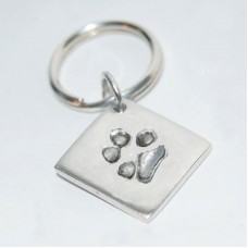 Fine Silver Paw print Key Ring 