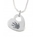 FINE SILVER Cut Out Heart Hand Print Necklace