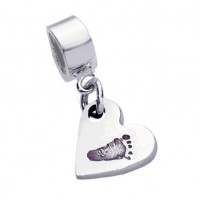 Fine Silver Footprint Charm Pandora Style fitting