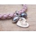 FINE SILVER Hand Foot Charm Pink Leather Bracelet