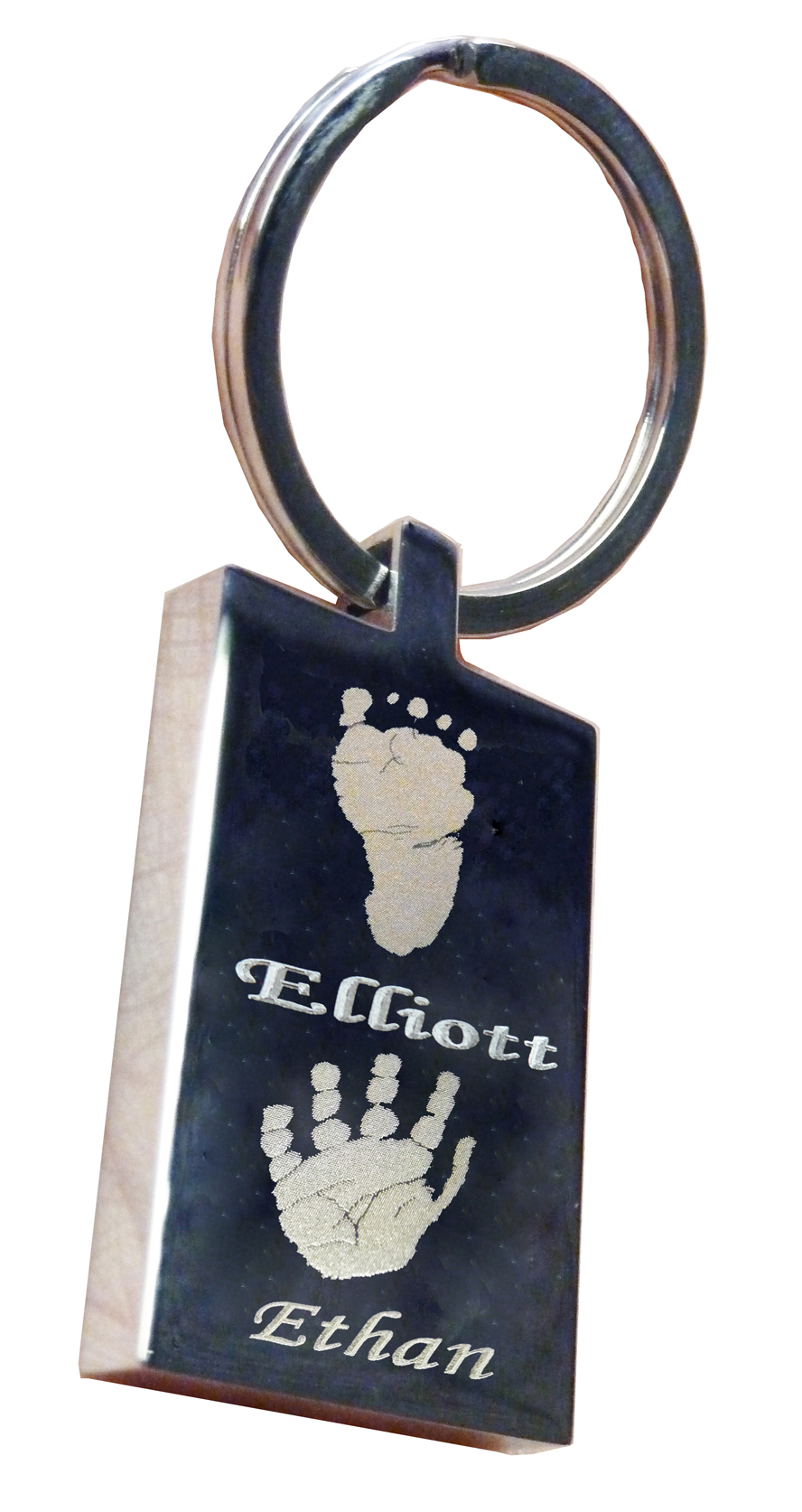 Children Key Rings Two Children Handprint & Footprint Key Ring Personalised Engraved ...
